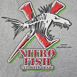 VTG 2001 Nitro Fish Ultimate Gear Racing T-Shirt 3XL Gray Drag‎ Racing Graphic